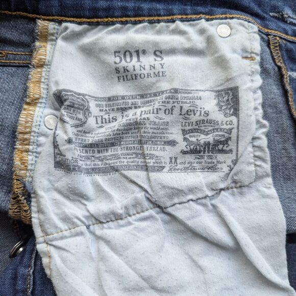 Levi's 501 S skinny vintage Y2K 90s button fly women's jeans size W29 X L30 - Picture 10 of 12